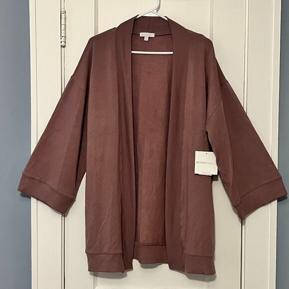 Beyond Yoga open cardigan in mauve NWT size medium wide sleeve cozy comfort - Picture 1 of 12